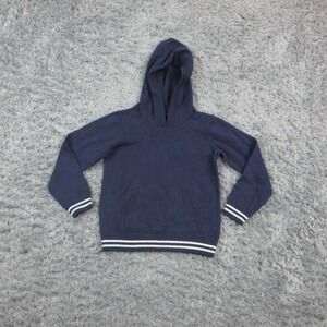 Janie And Jack Sweater Kids 5 Blue Hooded Knit Pullover Stripe Kangaroo Pocket